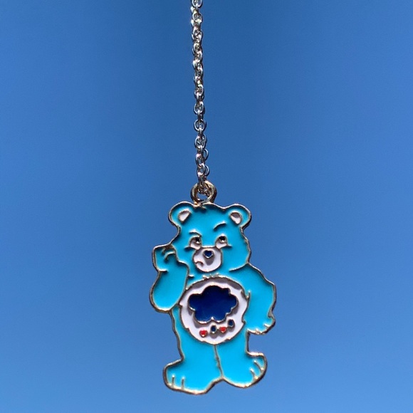 Blue Grumpy Stormy Care Bear Silver Necklace SOLD - Picture 2 of 2